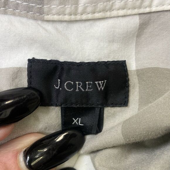 J.CREW Gray White Gingham Check Woven Button Down Shirt 100% cotton Men's XL - Picture 4 of 5